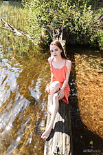 My swimming hole pala strips by the river as she displays her petite body.