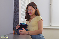 Cute girl on the counter